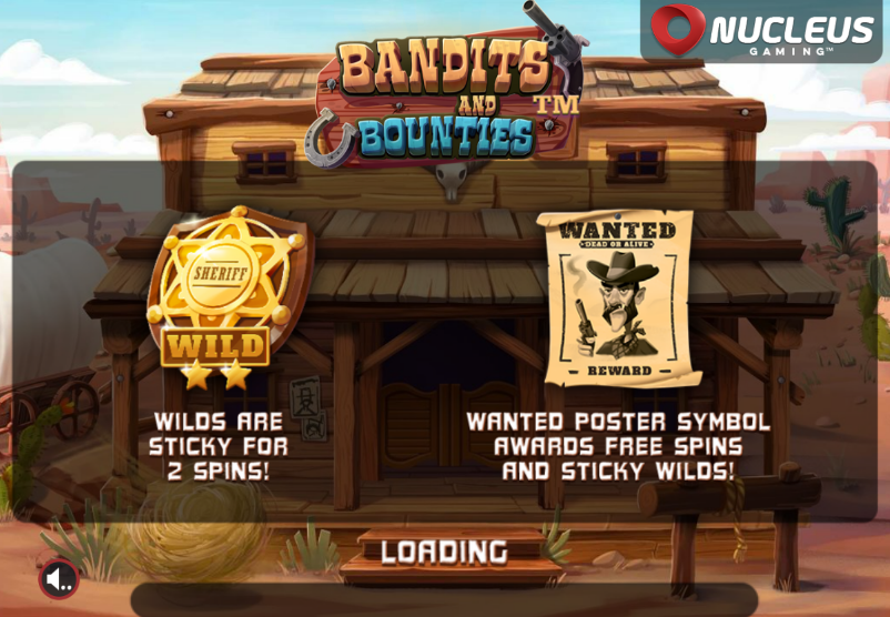 máy đánh bạc, trò chơi slot, Bandits and Bounties, Wild West, Nucleus Gaming, đánh giá trò chơi.